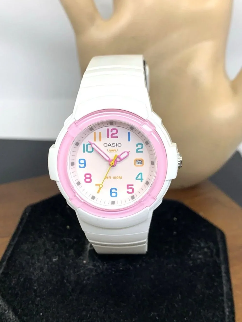 Casio Women's Watch LX800H Quartz Analog Pink White Resin Sport 3363 33mm